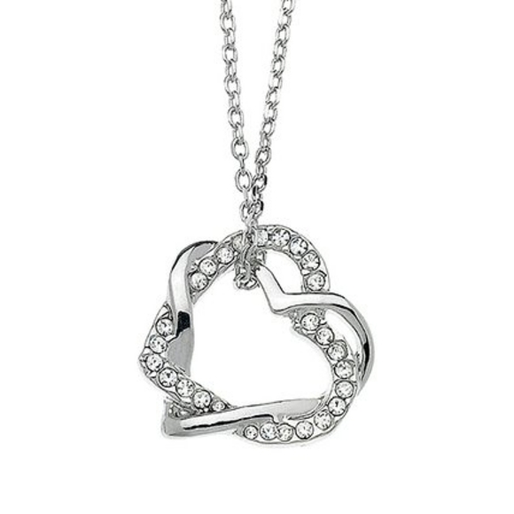 Swarovski Jewelry - Swarovski ® Crystal Double Heart Starlet .925 Silver Overlay Necklace